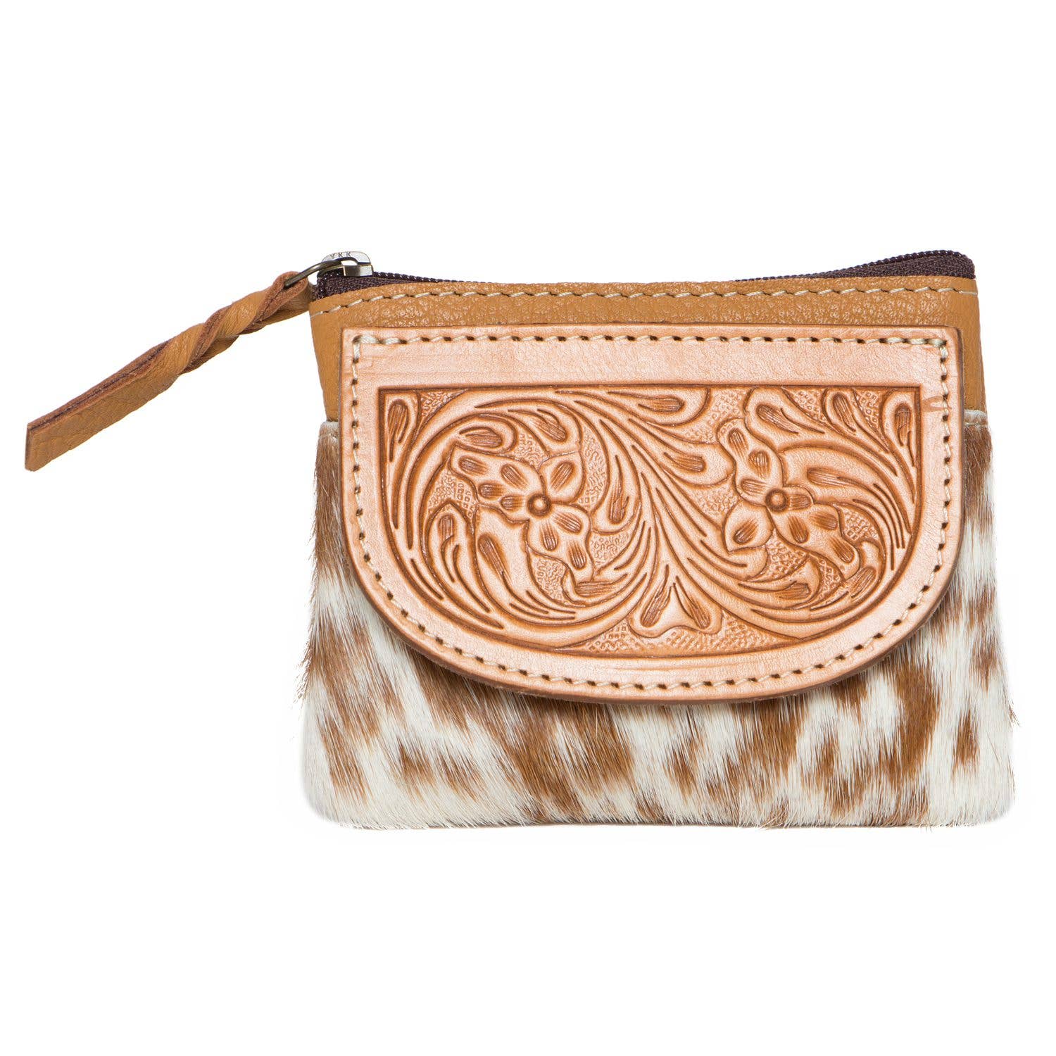 The Design Edge Tooling Leather Cowhide Zip Purse AC46