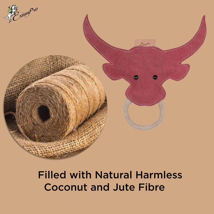 ExionPro Natural Leather Bull Dog Toy Pink