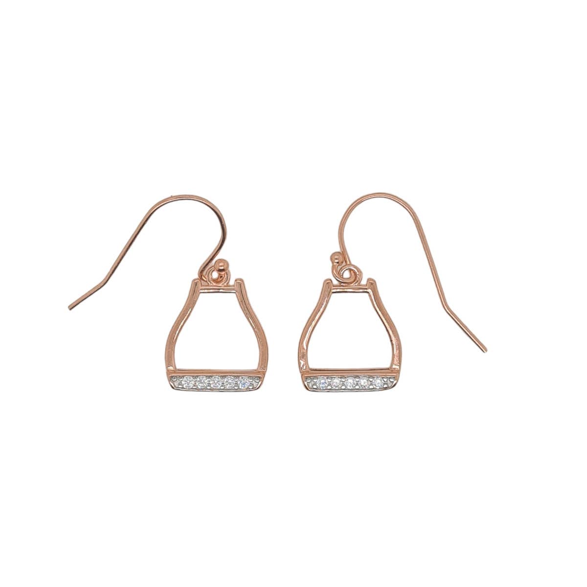 Mountain Creek Jewellery Earrings Sterling Silver RGP and CZ Drop Stirrup
