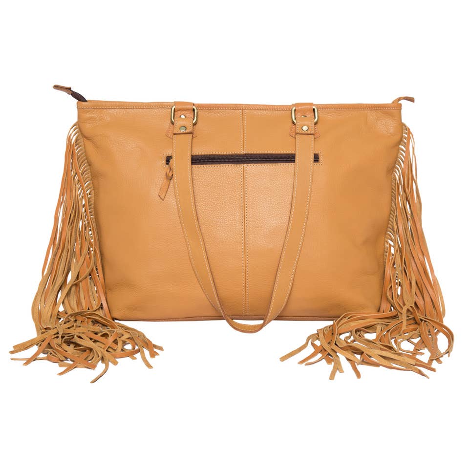 Cowhide Bag With Turq Stonework & Fringes – AB75 - Langford