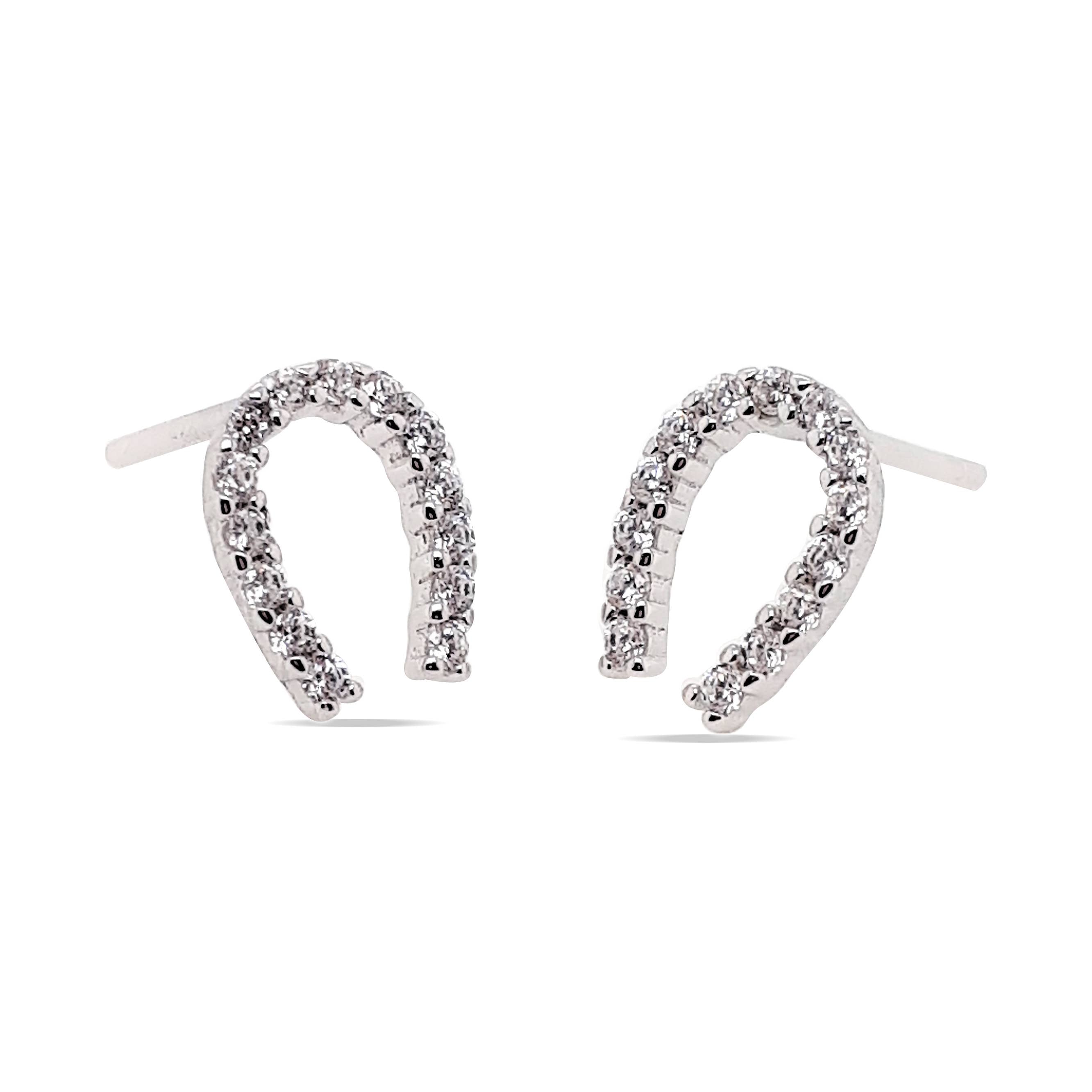 Mountain Creek Jewellery Stirling Silver and Cubic Zirconia Horseshoe Earrings