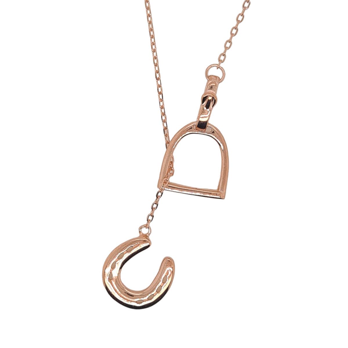 Mountain Creek Jewellery Rose Gold Plated Stirrup and Horseshoe Necklace