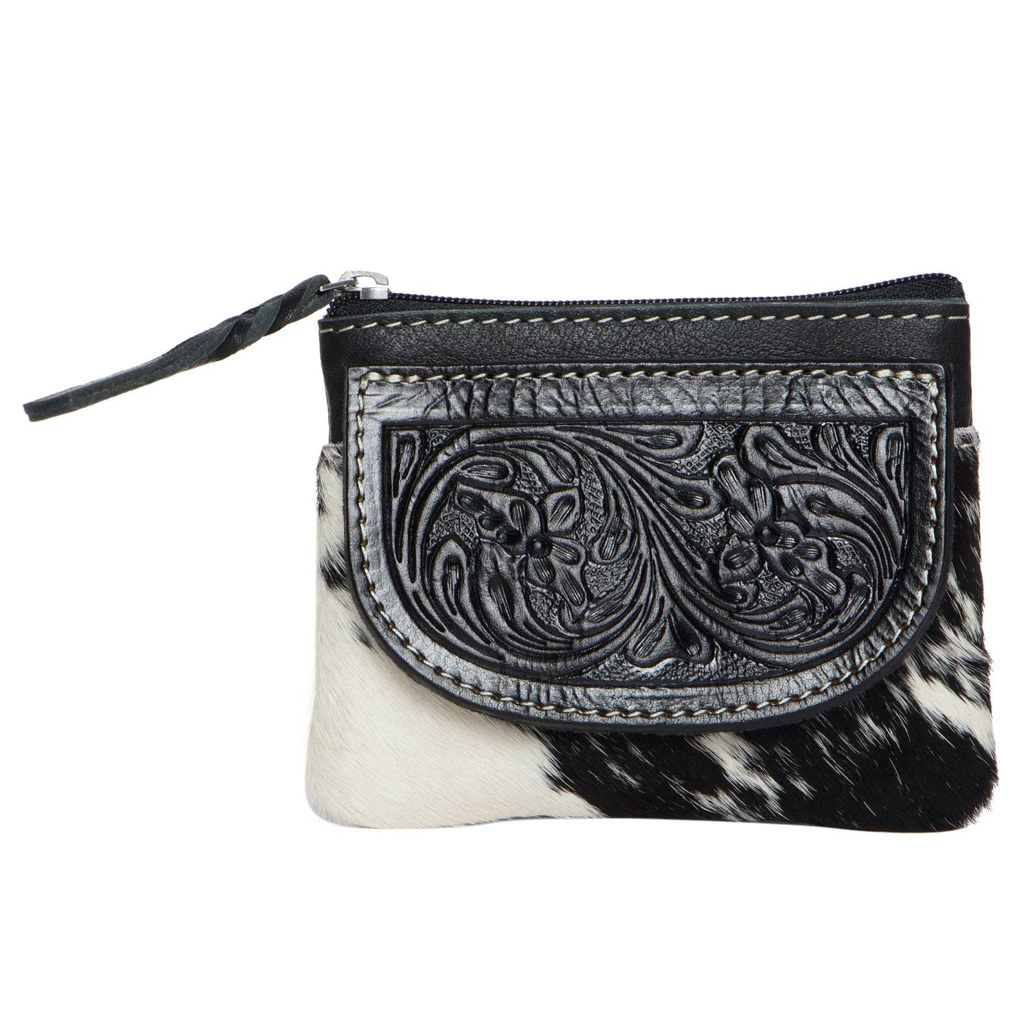 The Design Edge Tooling Leather Cowhide Zip Purse AC46