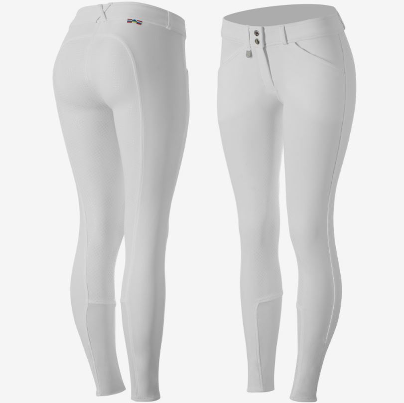 Horze Grand Prix Silicon Grip Full Seat Breeches – White