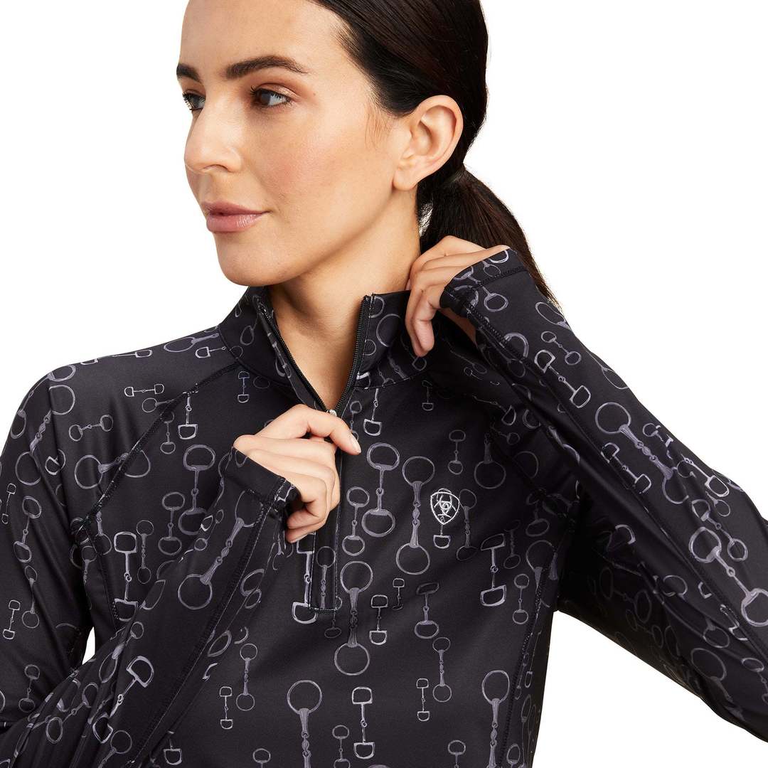 Ariat Wms Lowell 2.0 1/4 Zip Black Bit Print