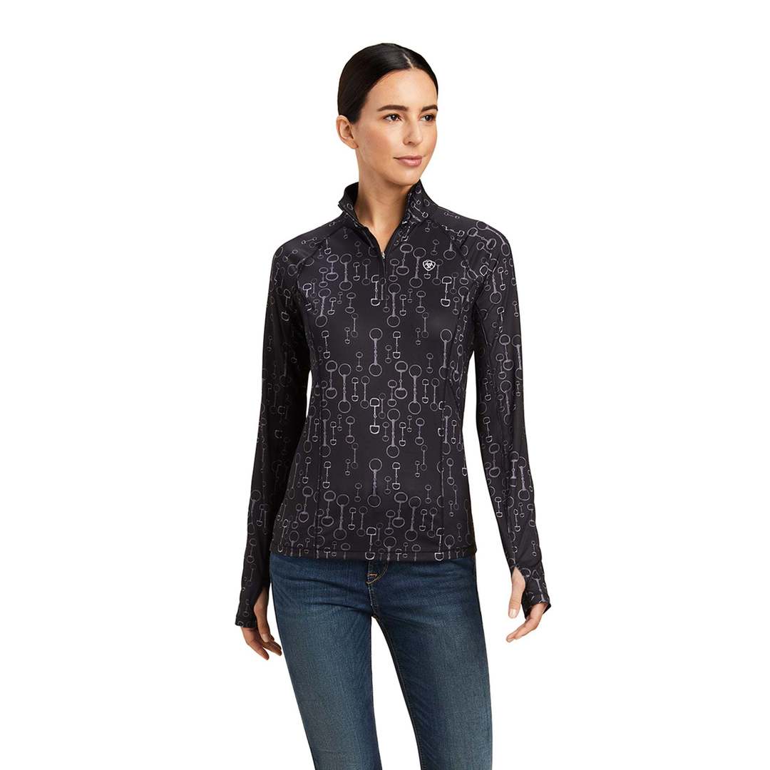 Ariat Wms Lowell 2.0 1/4 Zip Black Bit Print