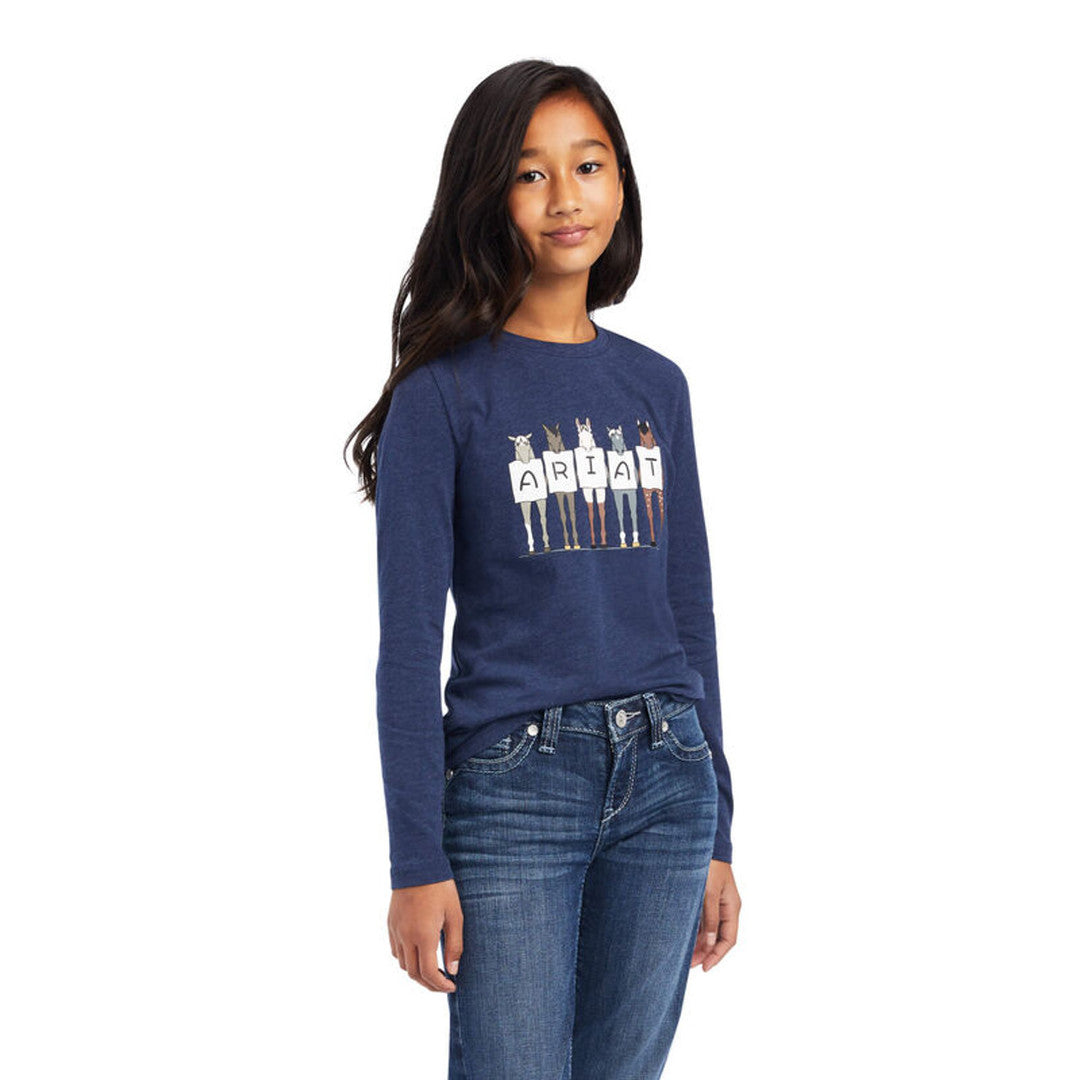 Ariat Youth Fan Club LS Tee Navy Heather