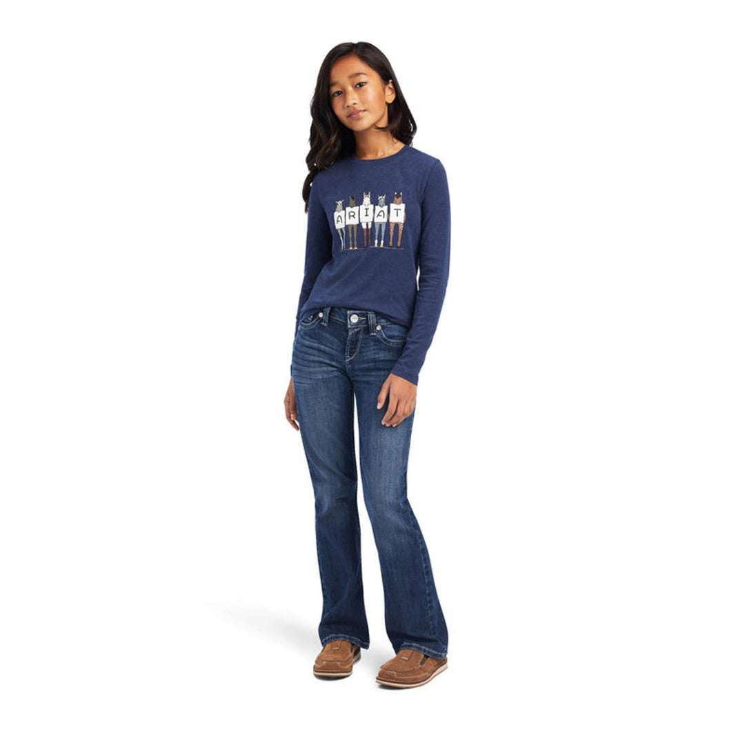 Ariat Youth Fan Club LS Tee Navy Heather