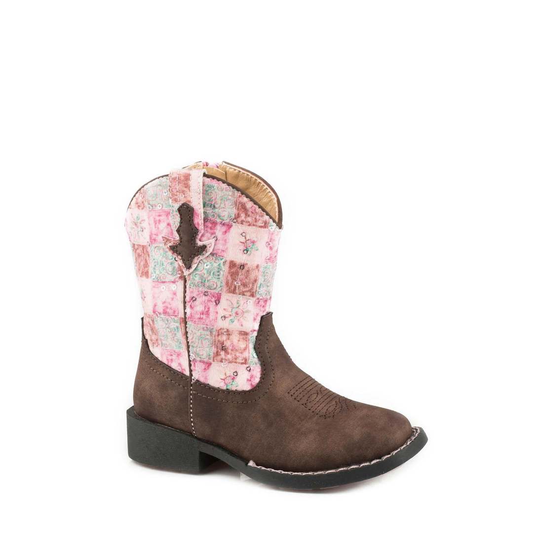 Roper Kids Floral Shine Brown/Pink