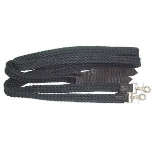 Flat Braid Split Reins Black 7'6