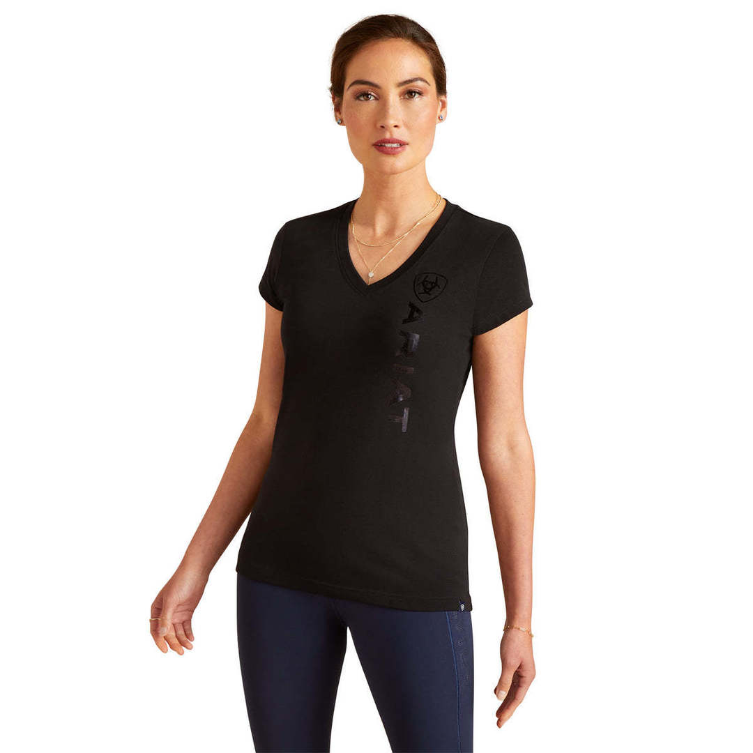 Ariat Wms Vertical Logo V Neck SS Tee