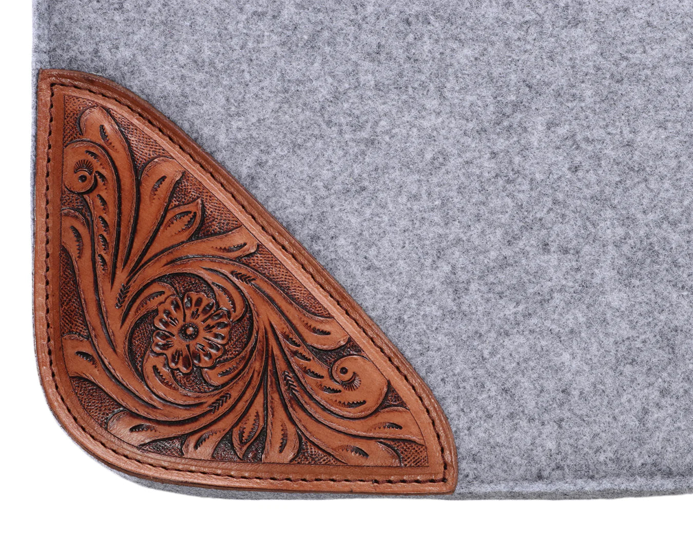 STC Tooled Felt Saddle Pad Floral Grey 32" x 30"