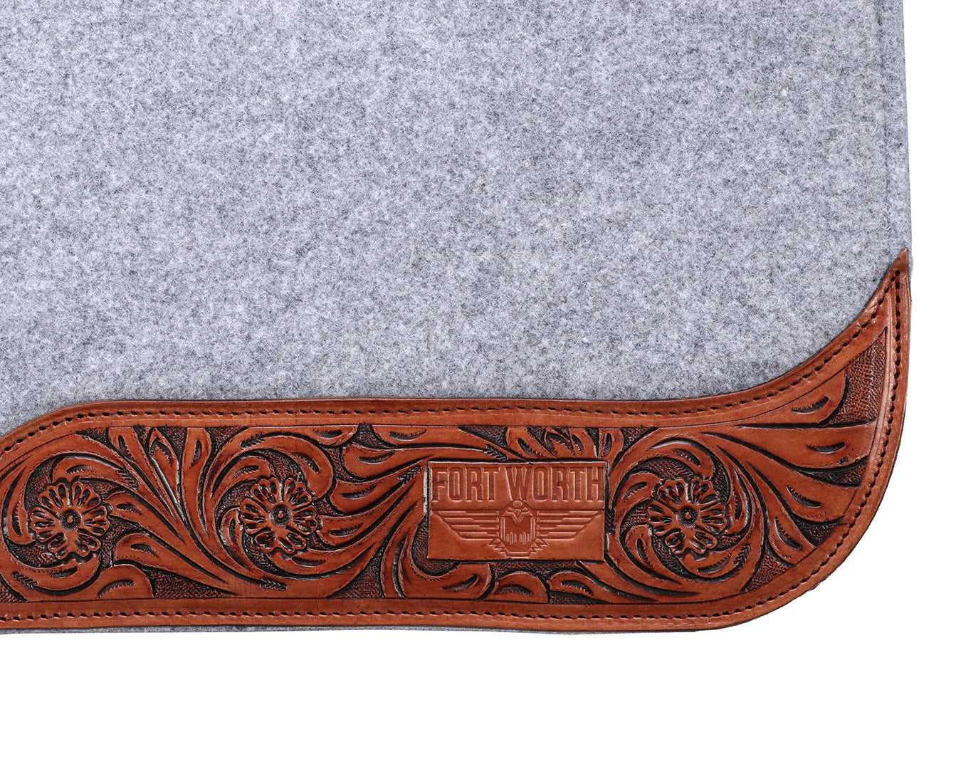 STC Tooled Felt Saddle Pad Floral Grey 32" x 30"