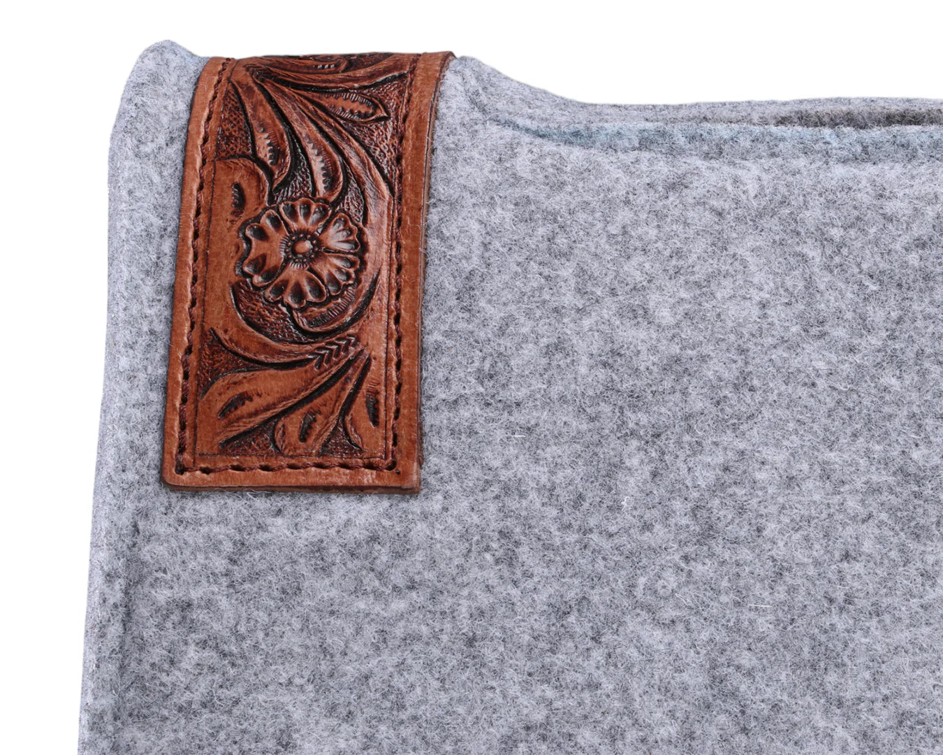 STC Tooled Felt Saddle Pad Floral Grey 32" x 30"