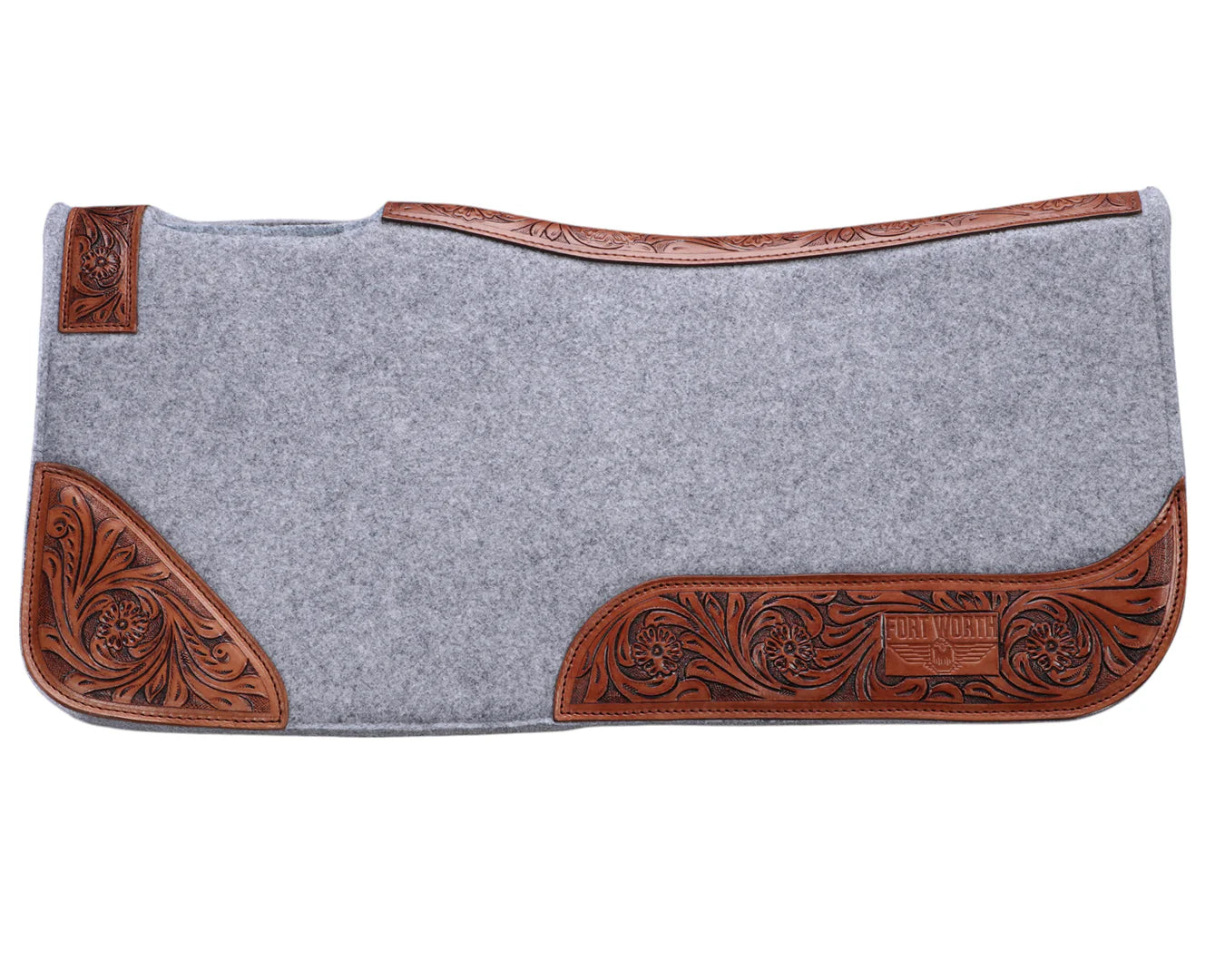 STC Tooled Felt Saddle Pad Floral Grey 32" x 30"
