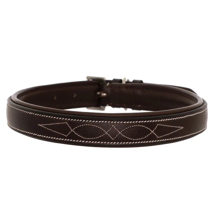 ExionPro Fancy Stitched Leather Dog Collar
