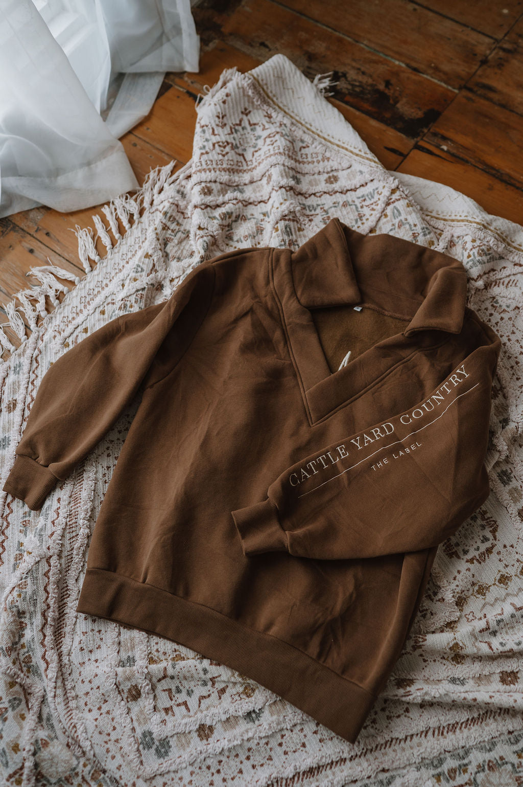 Cattle Yard Country Chocolate V Neck Jumper