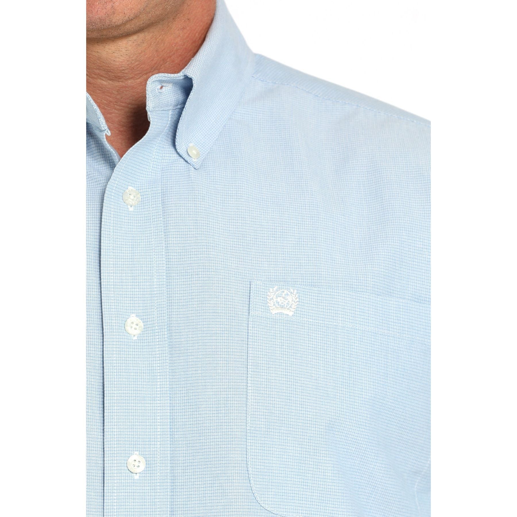 Men's Cinch Blue Long Sleeve Western Button Down Shirt MTW1105949-LTB