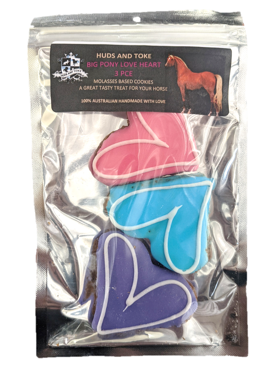 Huds and Toke Big Heart Horse Cookies 3pce