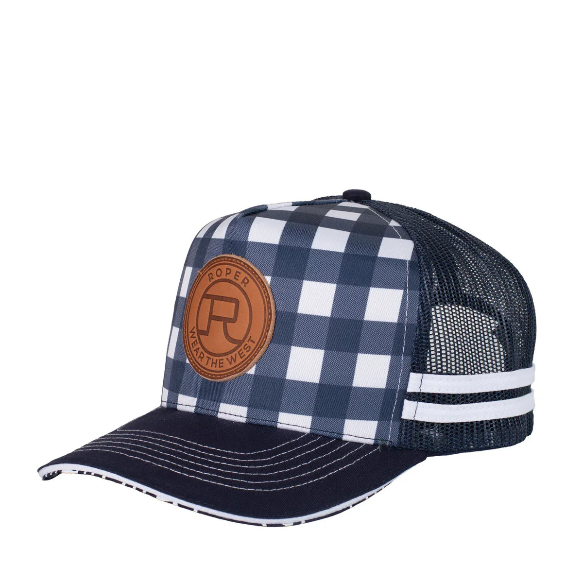 Roper Trucker Cap Navy/White Gingham