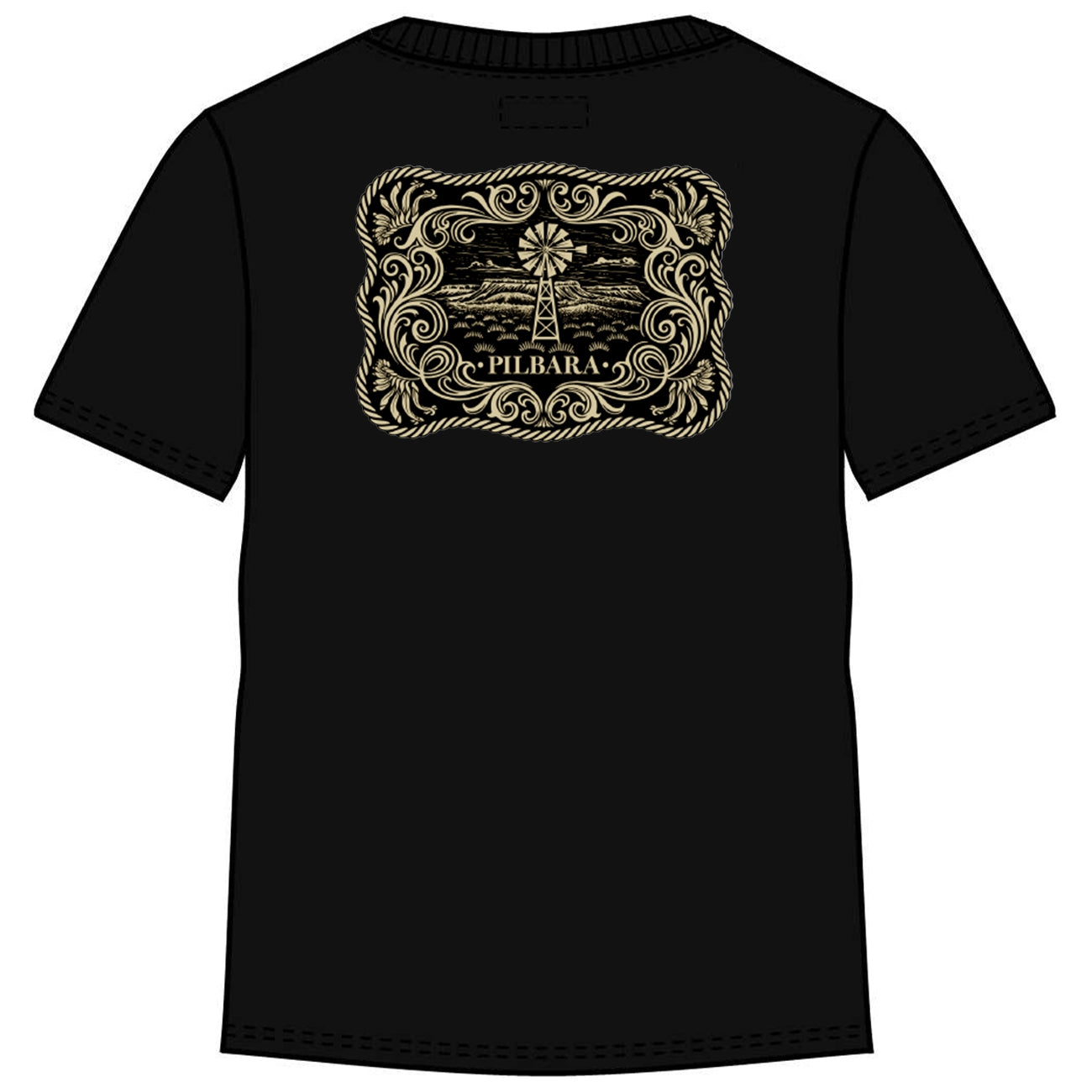 Pilbara Western Men's T-Shirt Short Sleeve Black