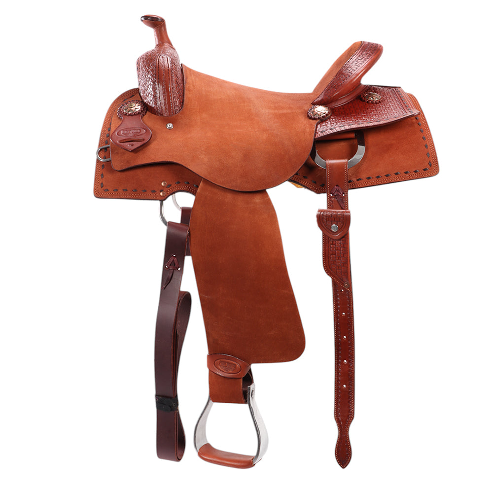 Fort Worth Cowhorse Rough Out Saddle - Chestnut