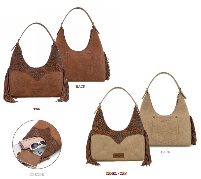 Wrangler Tooled Fringe Shoulder Bag