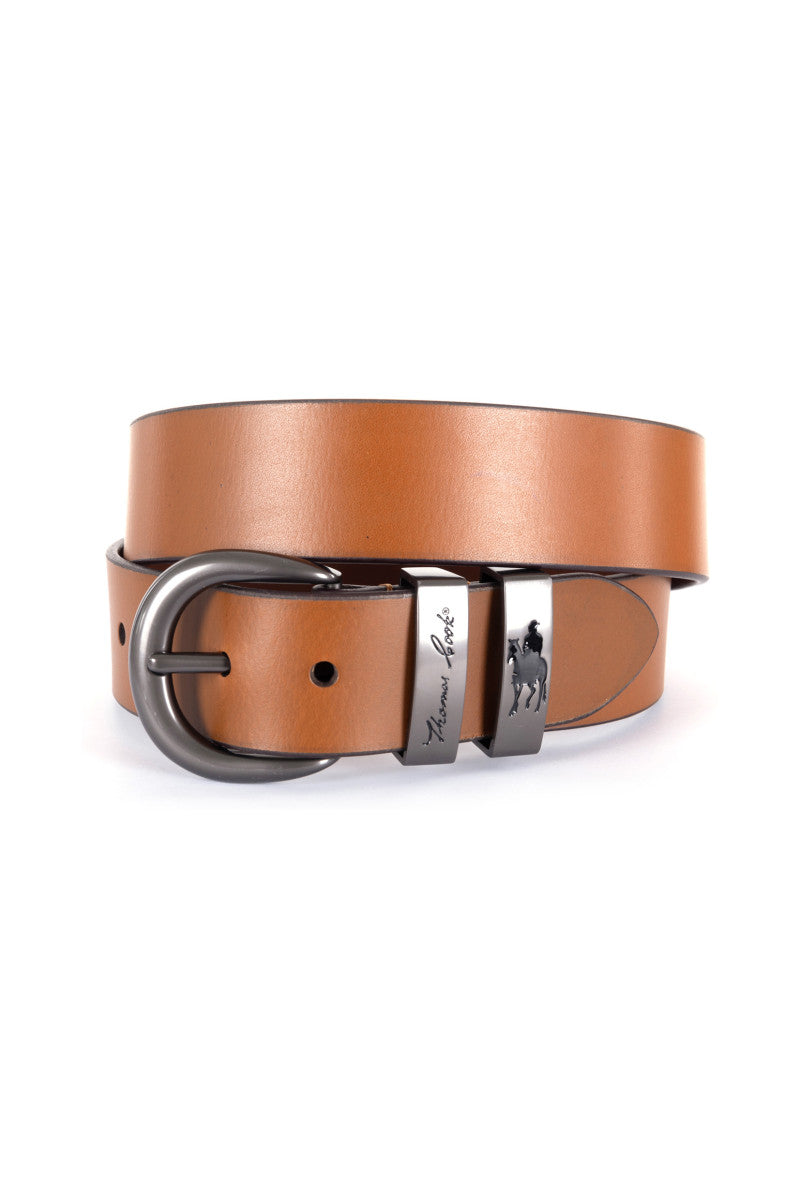 Thomas Cook Gunmetal Twin Keeper Belt Tan