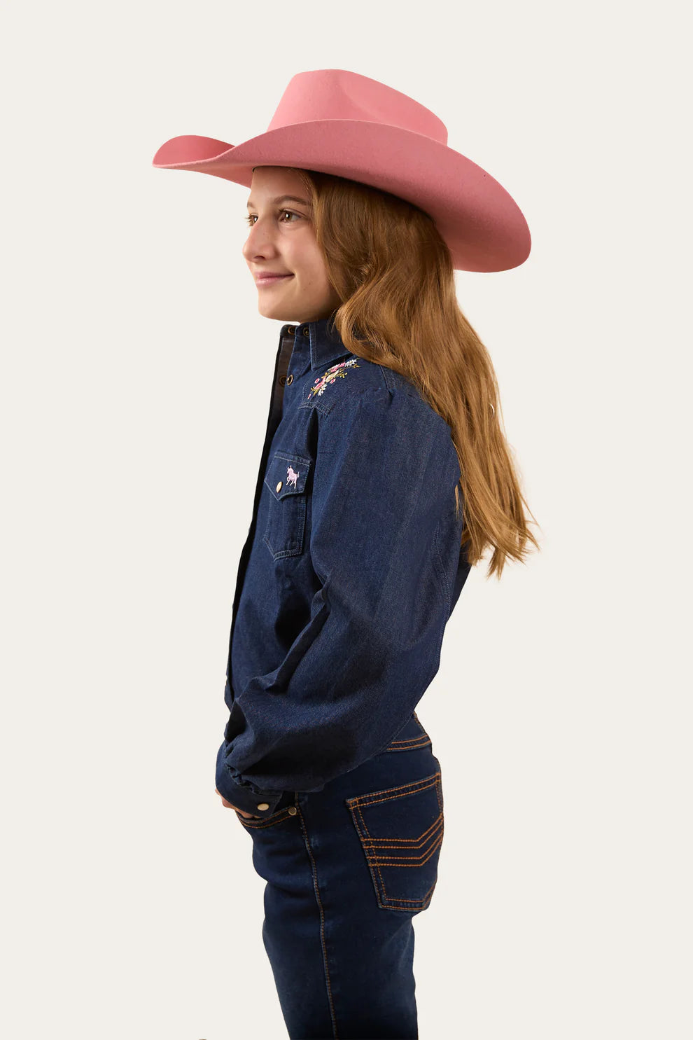 Ringers Western Dahlia Kids Denim Western Shirt - Classic Blue