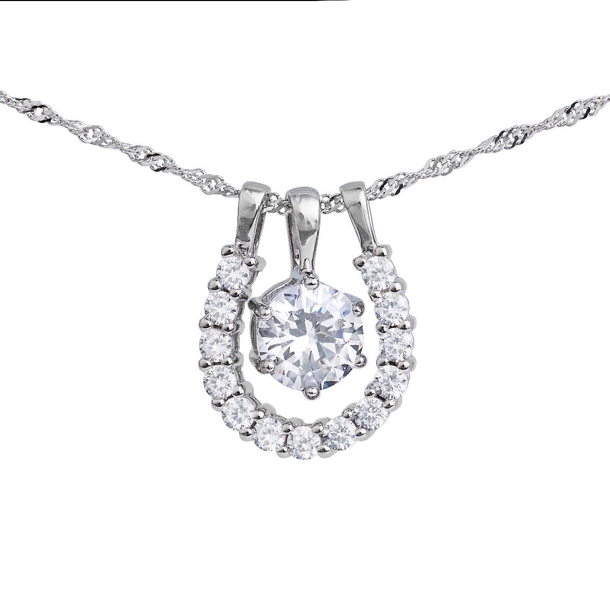 Mountain Creek Jewellery Sterling Silver and Cubic Zirconia Horseshoe Necklace