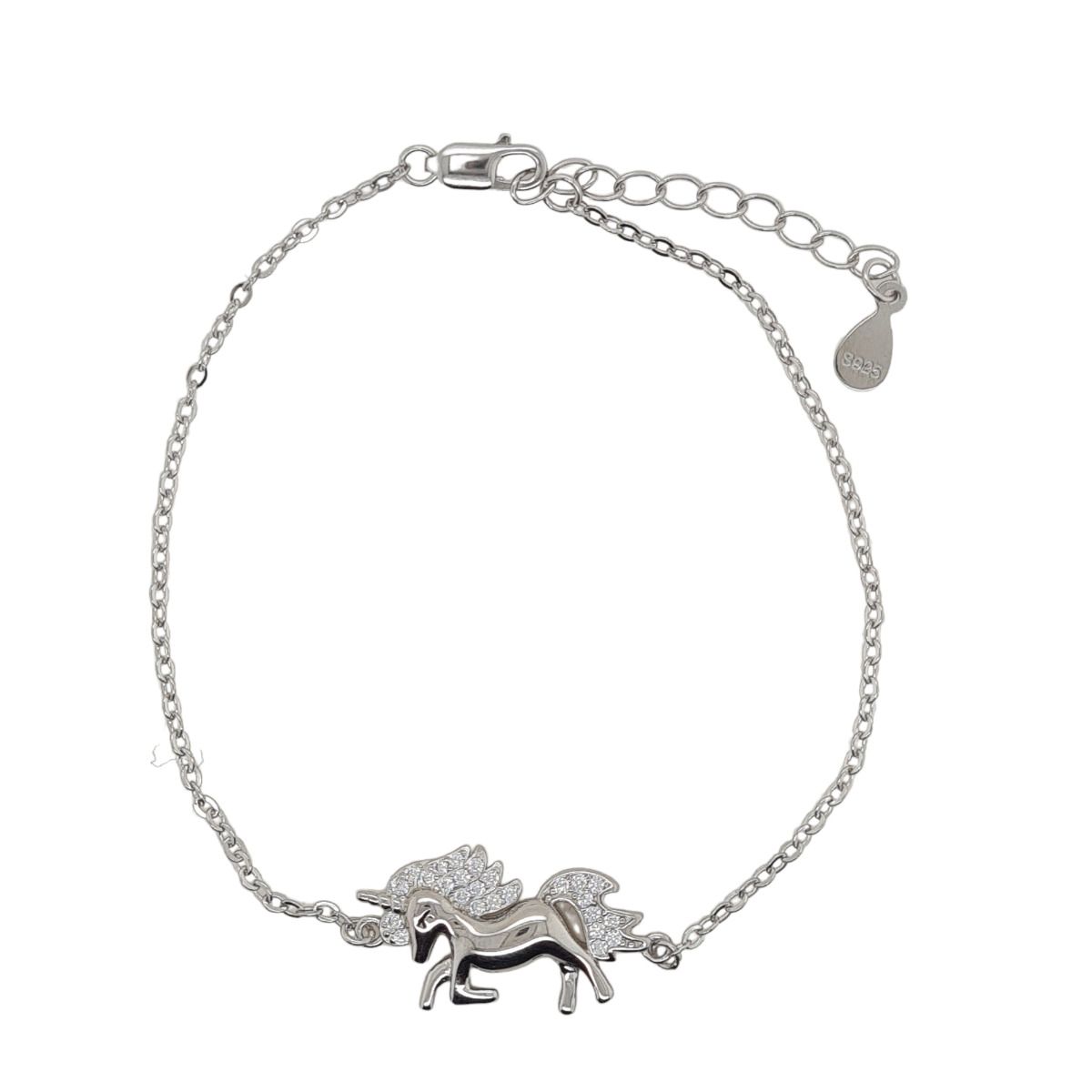 Mountain Creek Jewellery Stirling Silver Bracelet with Cubic Zirconia Unicorn