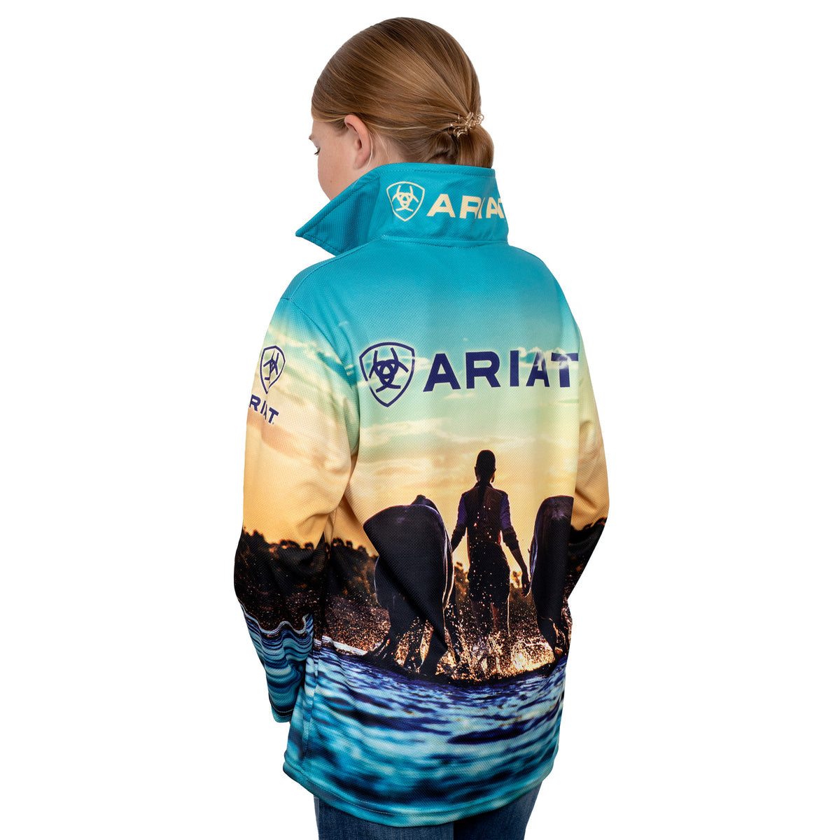 Ariat Girls Fishing Shirt Western Horses