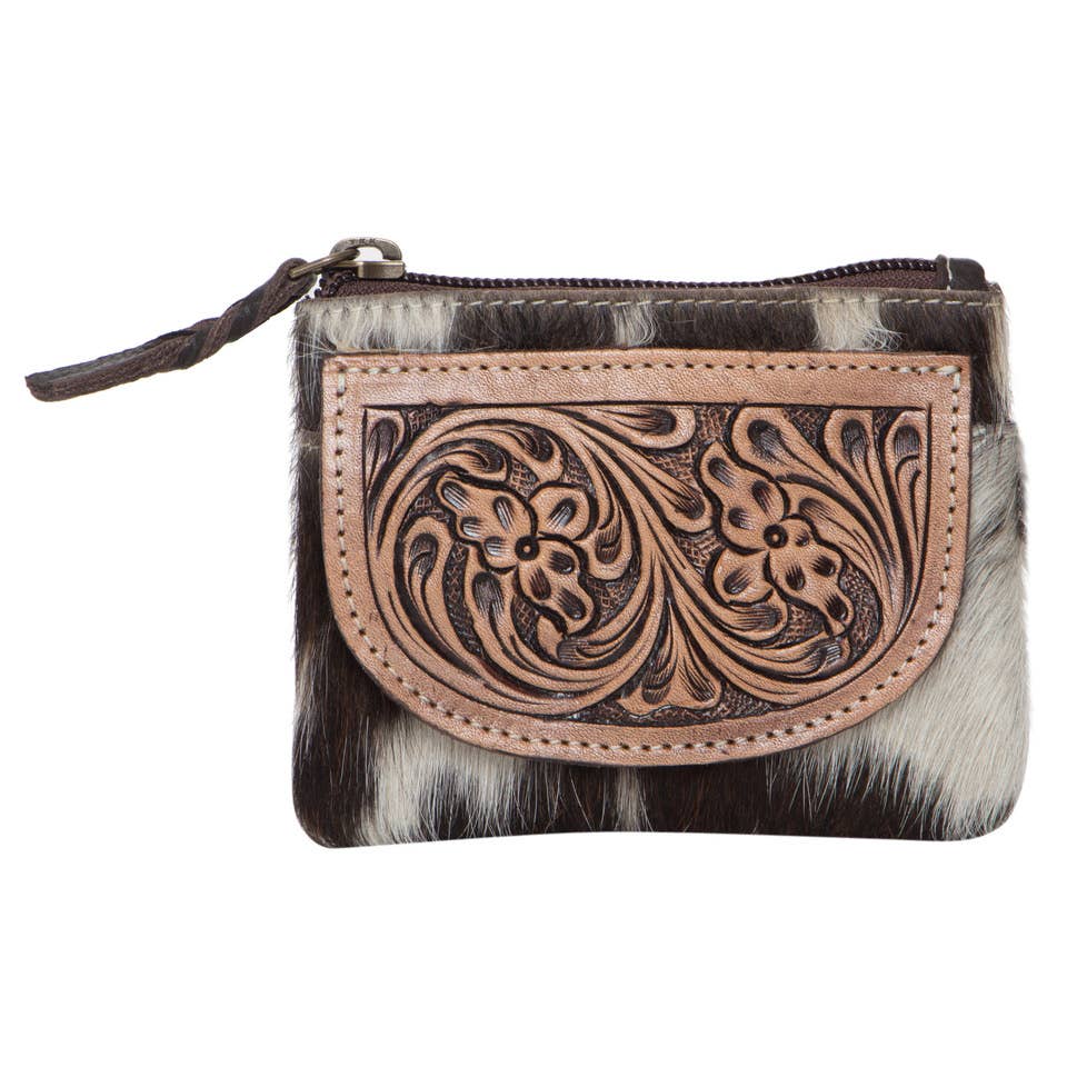 The Design Edge Tooling Leather Cowhide Zip Purse AC46