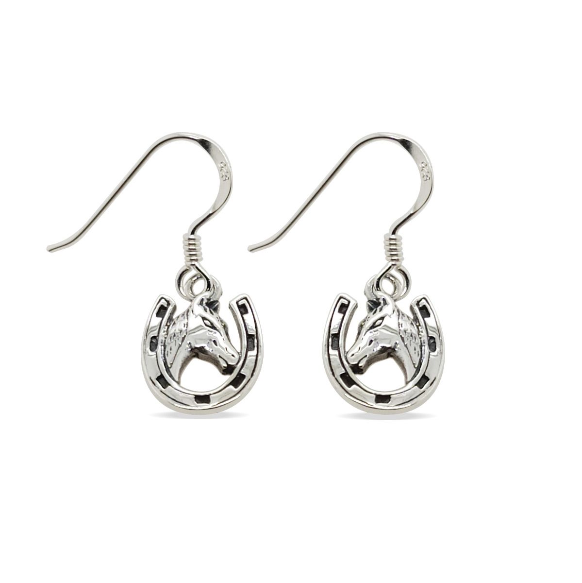 Mountain Creek Jewellery Sterling Silver Horse in Horseshoe Earrings
