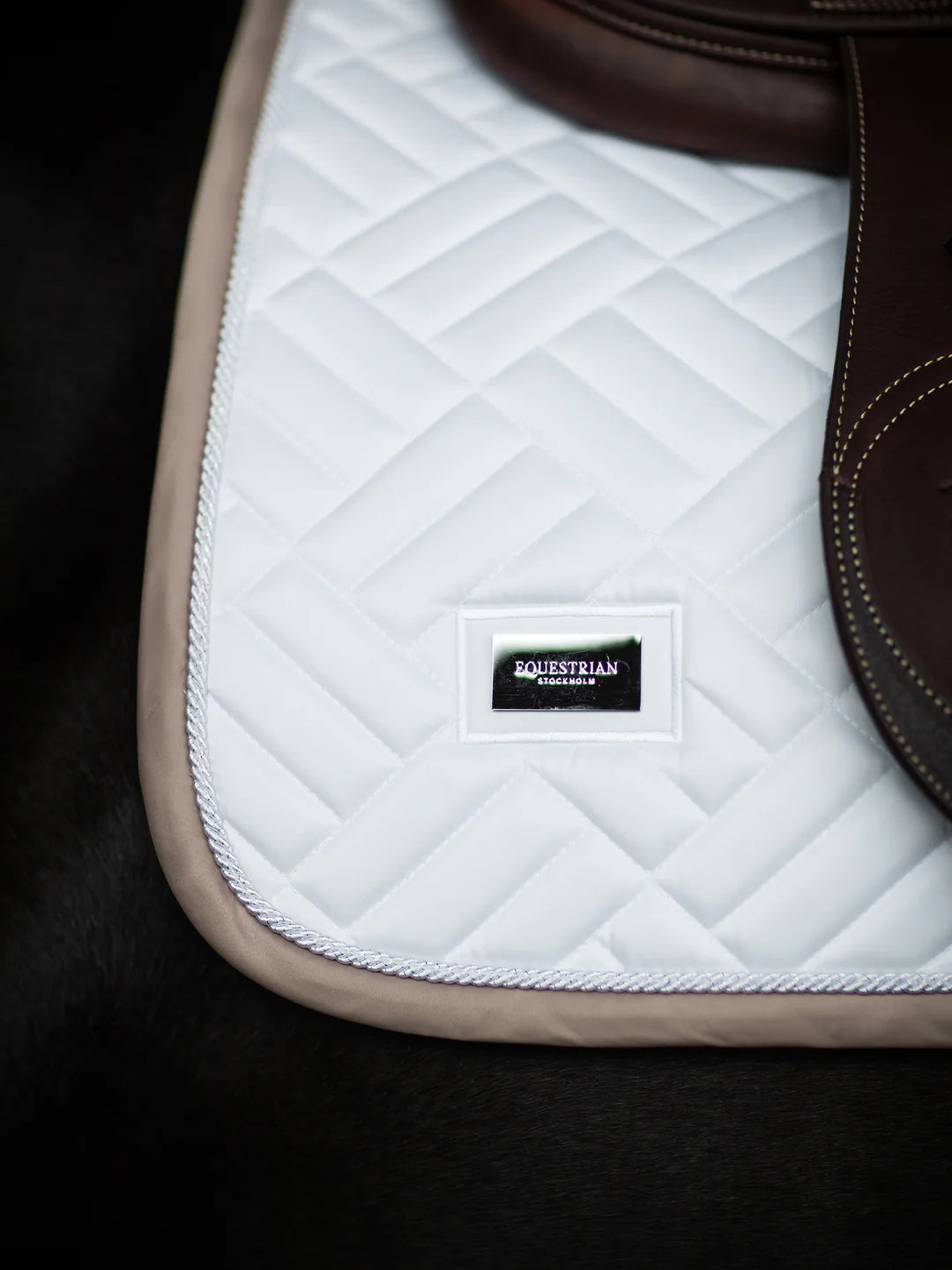 Equestrian Stockholm Jump Saddle Pad Modern White Sand
