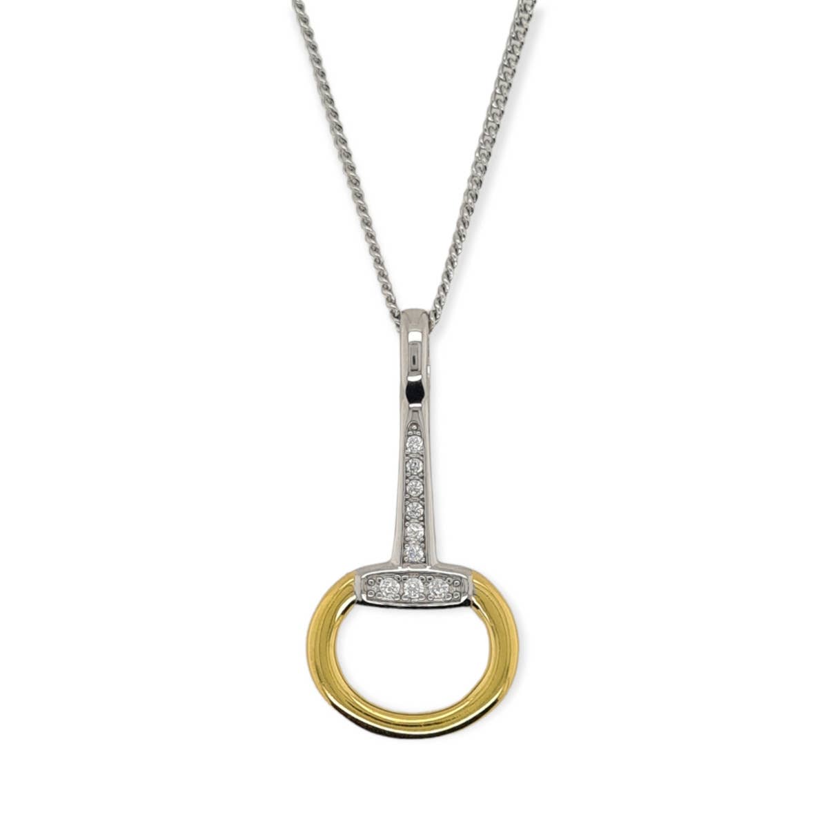 Mountain Creek Jewellery Sterling Silver Bit Pendant with Cubic Zirconia and Yellow Gold Plating