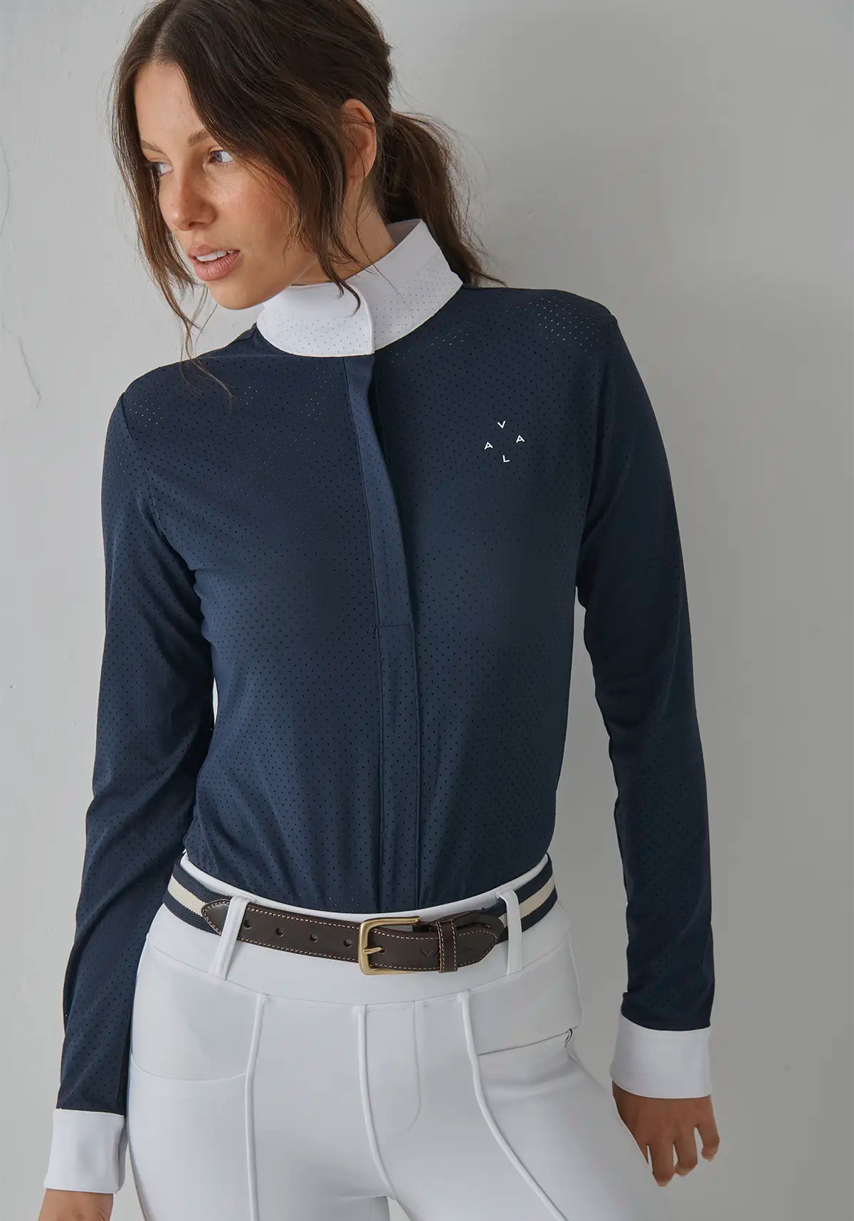Vala Equestrian Navy Long Sleeve Mesh Show Shirt