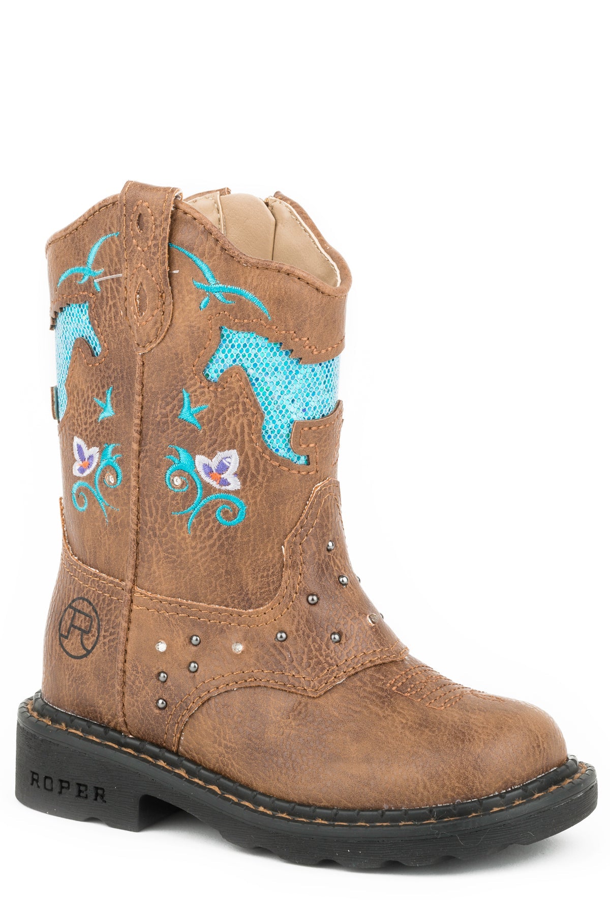 Roper Toddler Horse flowers Light Up Tan 08.0