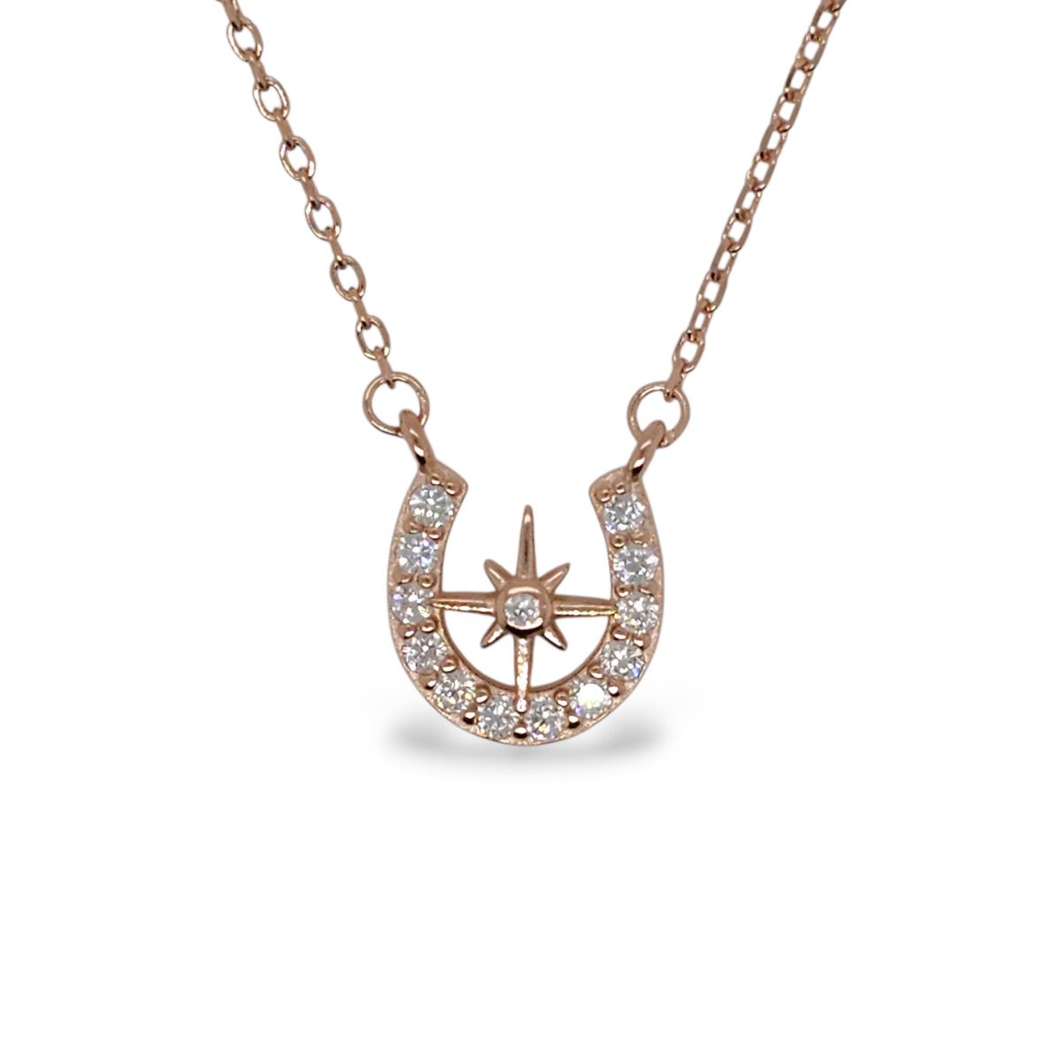 Mountain Creek Jewellery Stirling Silver Necklace with Rose Gold Plated Cubic Zircona Star