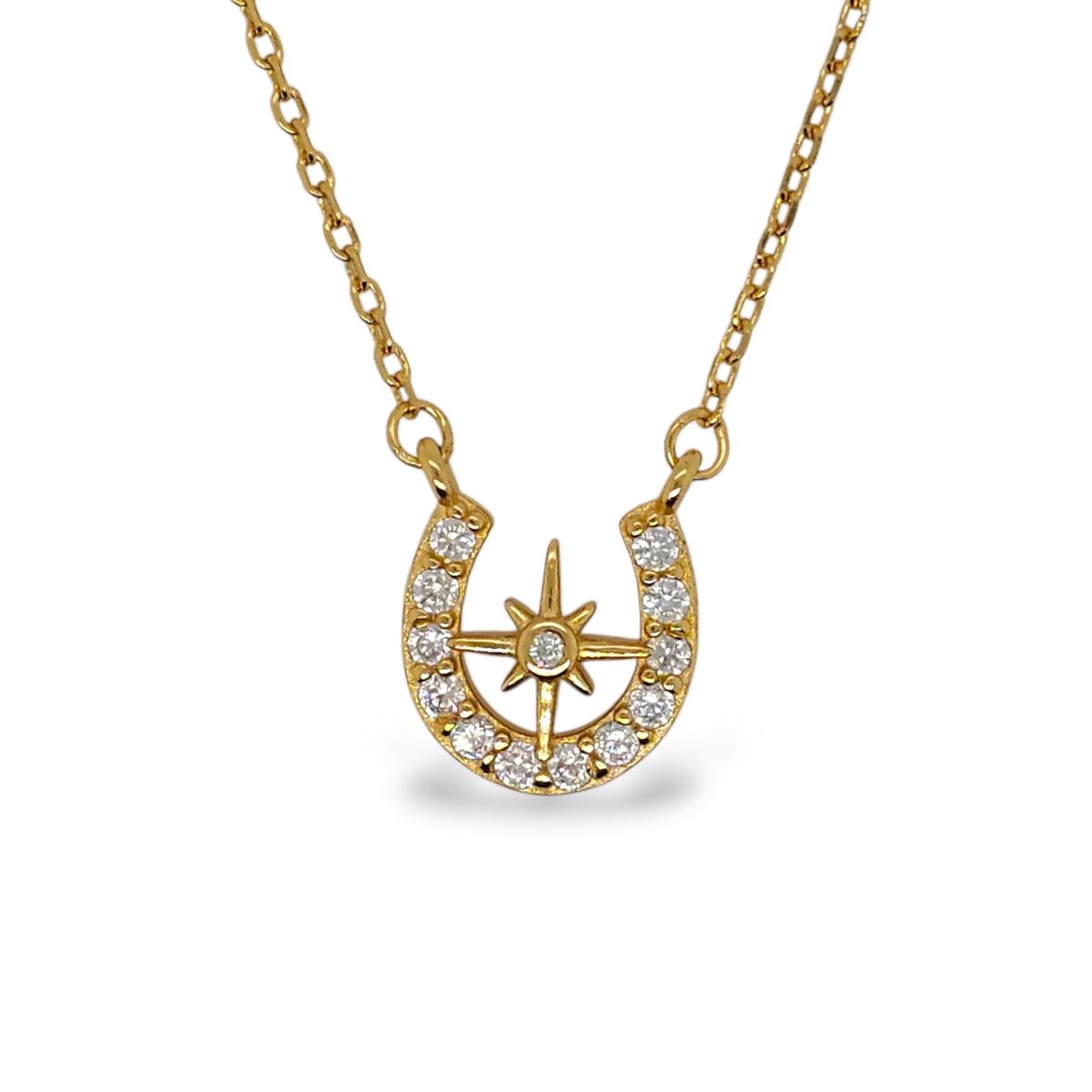 Mountain Creek Jewellery Stirling Silver Necklace with Yellow Gold Plated Cubic Zircona Star