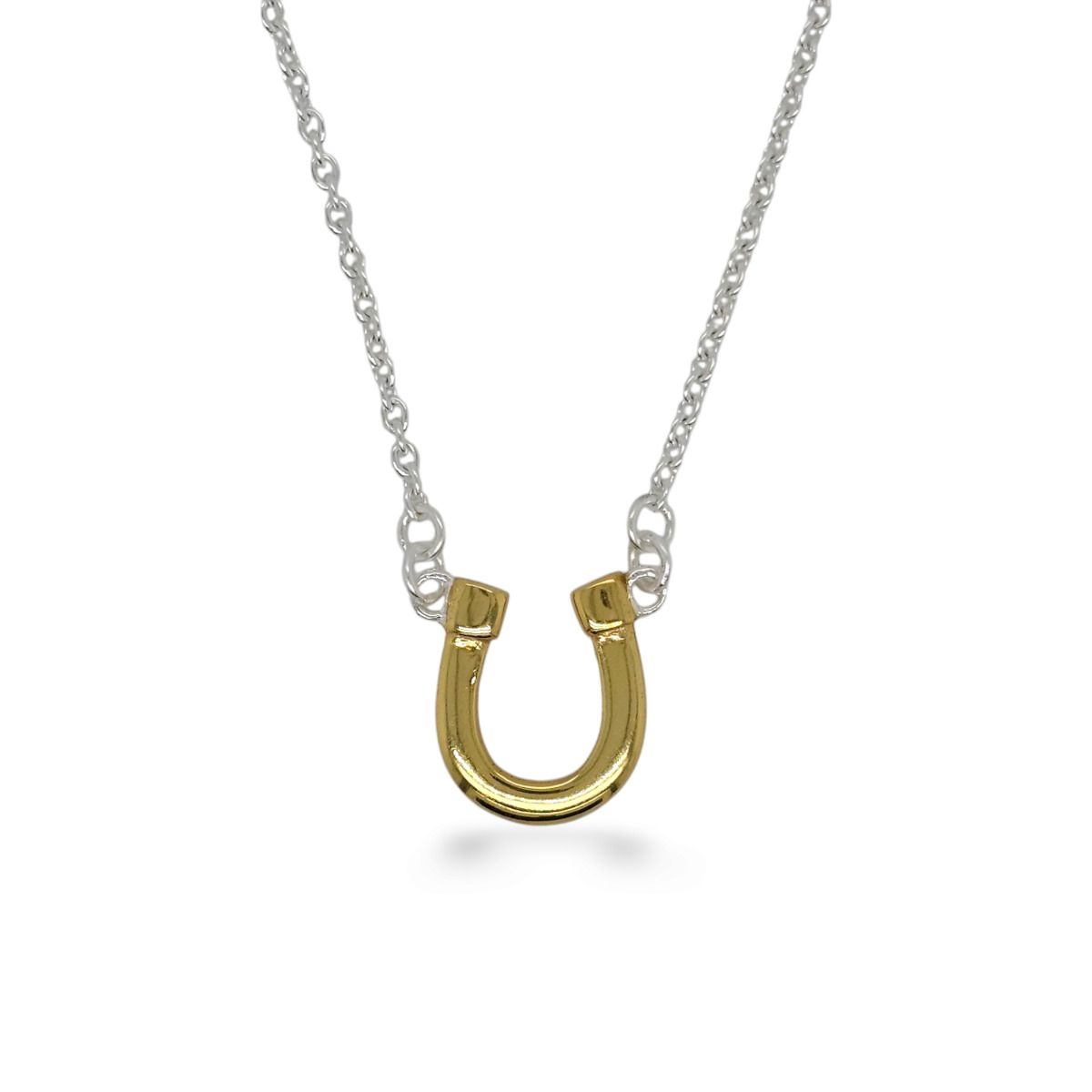 Mountain Creek Jewellery Stirling Silver Horseshoe Necklace with Yellow Gold Plating