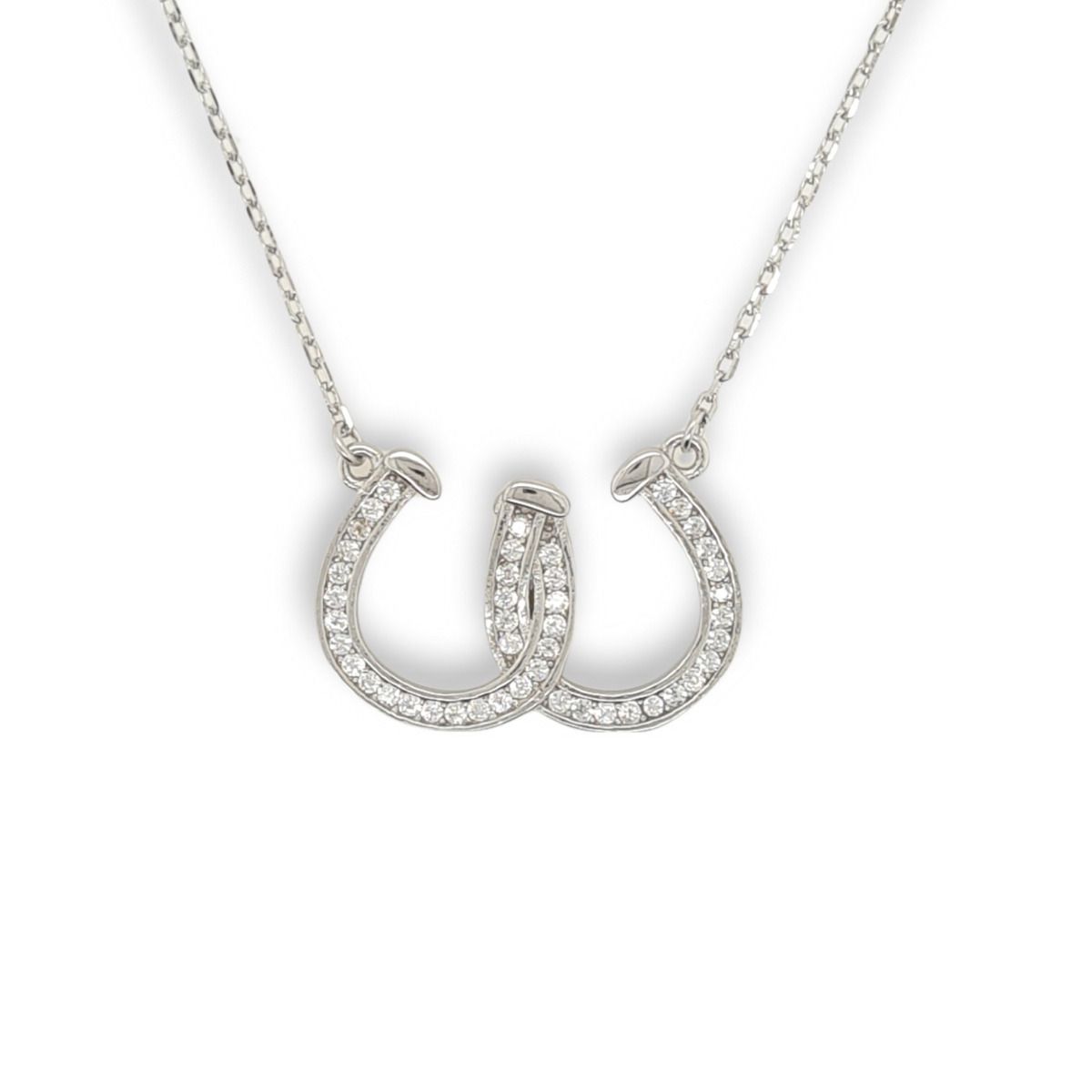 Mountain Creek Jewellery Sterling Silver and Cubic Zirconia Double Horseshoe Pendant