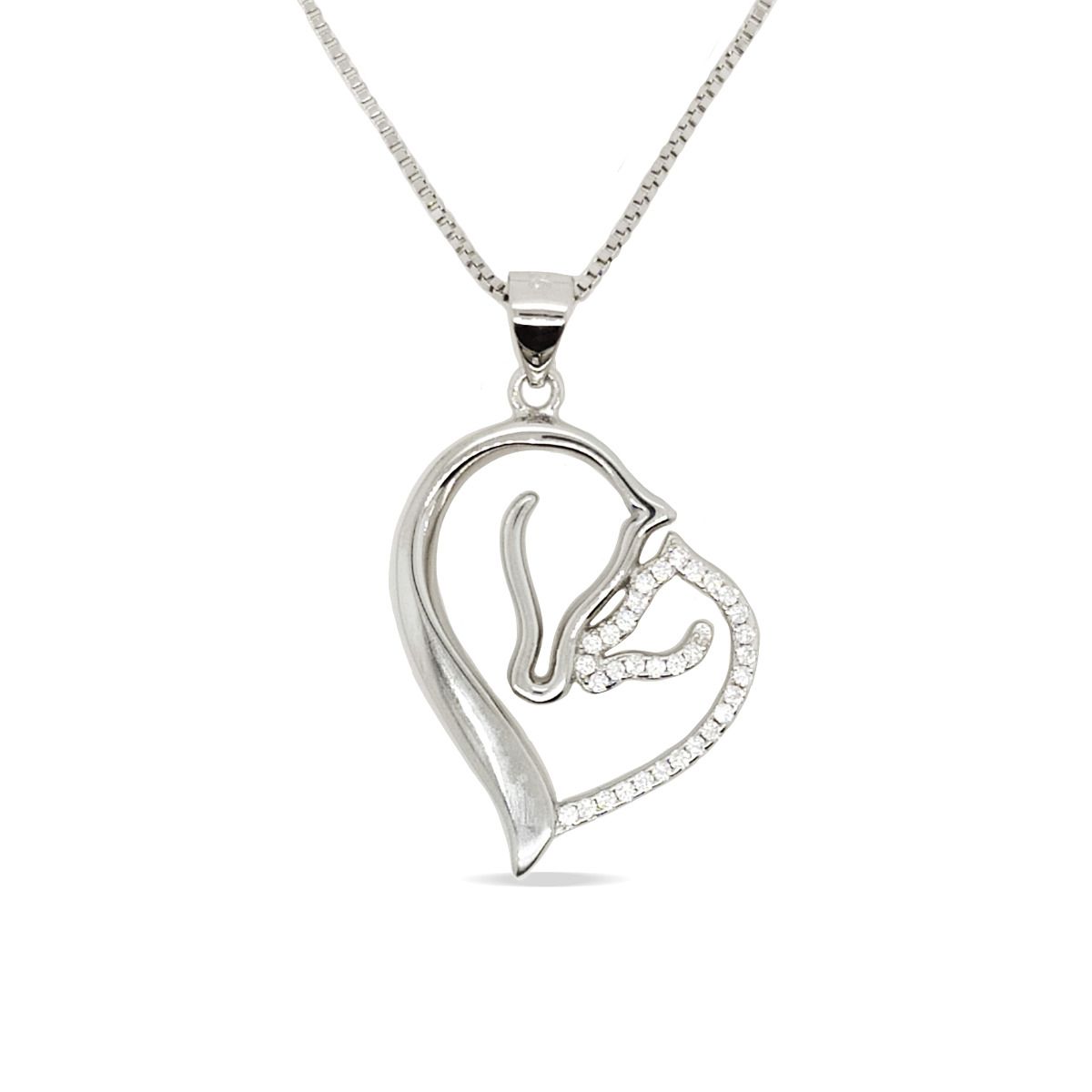 Mountain Creek Jewellery Sterling Silver and Cubic Zirconia Mare and Foal Pendant