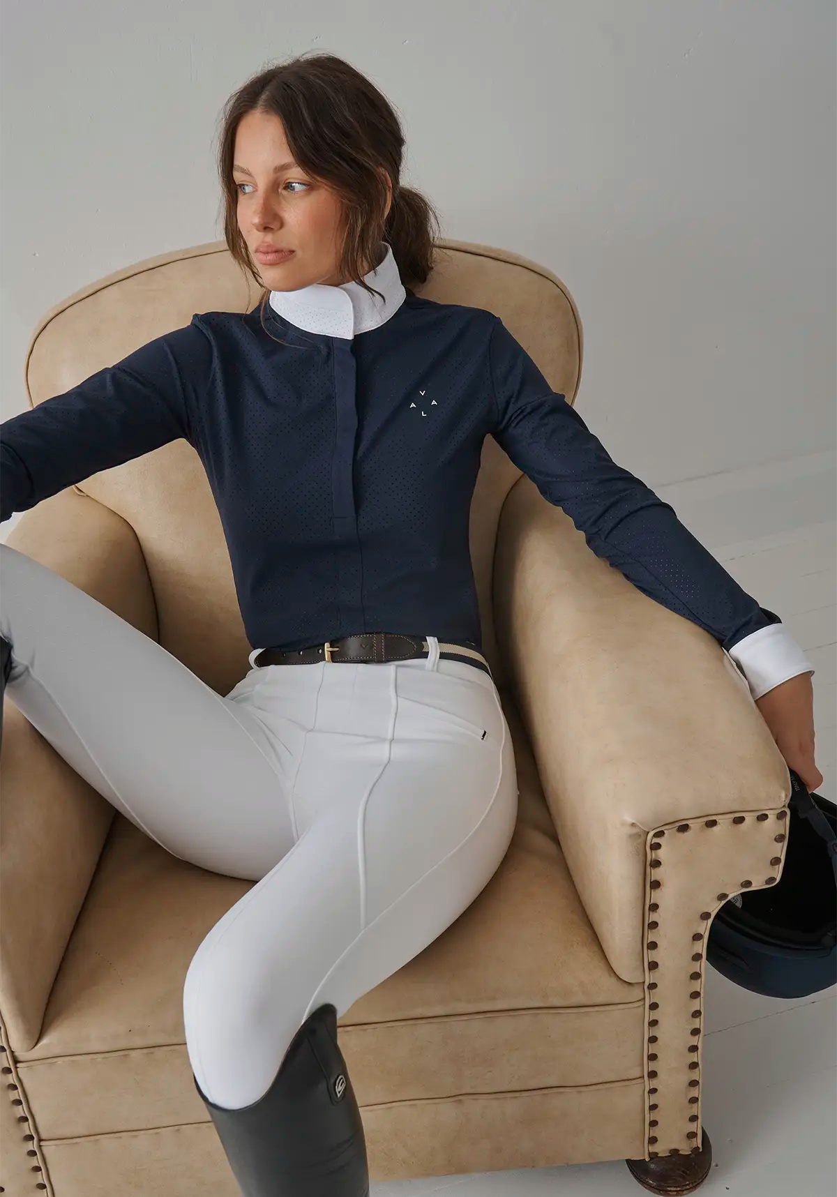 Vala Equestrian Navy Long Sleeve Mesh Show Shirt