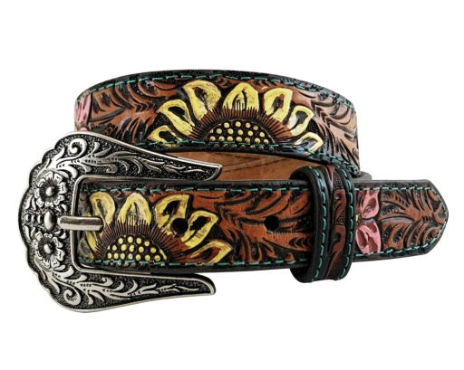 Just Country Girl's Genuine Leather Tan Belt - Hand Tooled