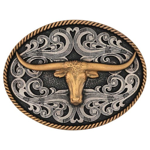 TWO-TONE LONGHORN ATTITUDE BUCKLE
