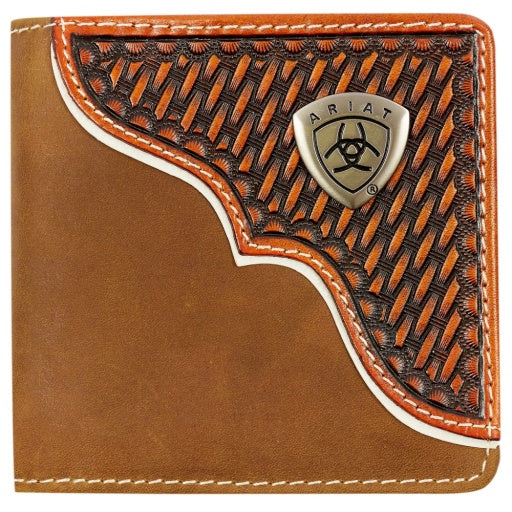 Ariat Bi-Fold Wallet with Basket Weave Overlay