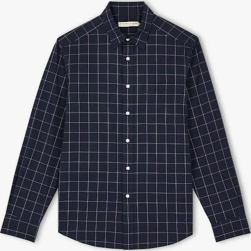 RM Williams Collins Shirt Navy/White/Red