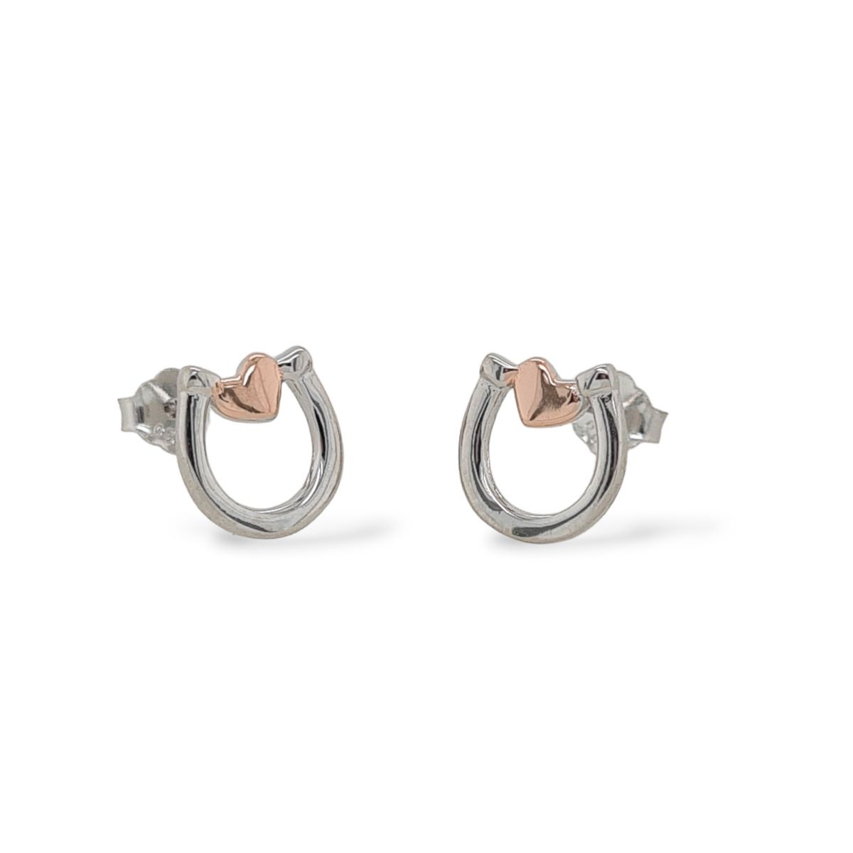 Mountain Creek Jewellery Sterling Silver with Rose Gold Plating Horseshoe Studs