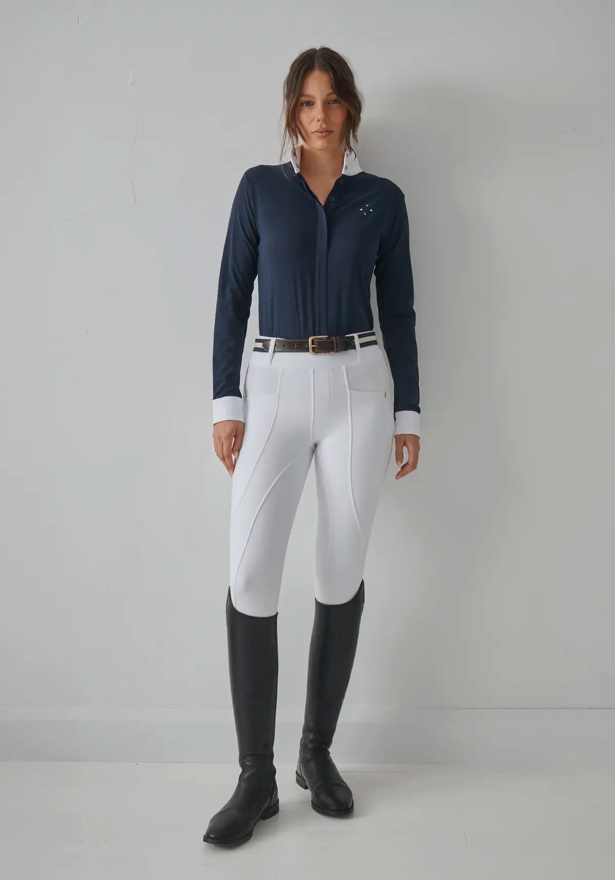 Navy Long Sleeve Mesh Show Shirt